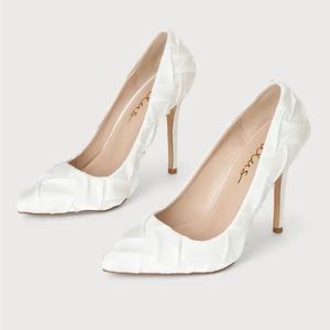 White satin Lulu’s pumps